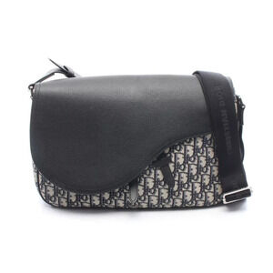 Dior SADDLE Oblique Messenger Bag Shoulder Canvas Leather Navy Blue Beige Black